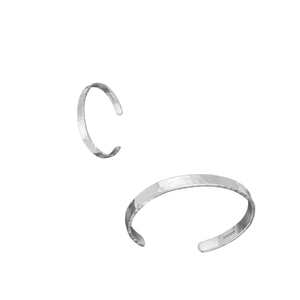 Unisex Silver (925) hand made hammered bracelet 