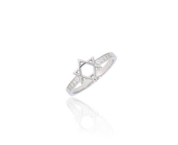 David Star Ring, 925 Sterling Silver Star of David Ring, Women Ring Cz Crystals