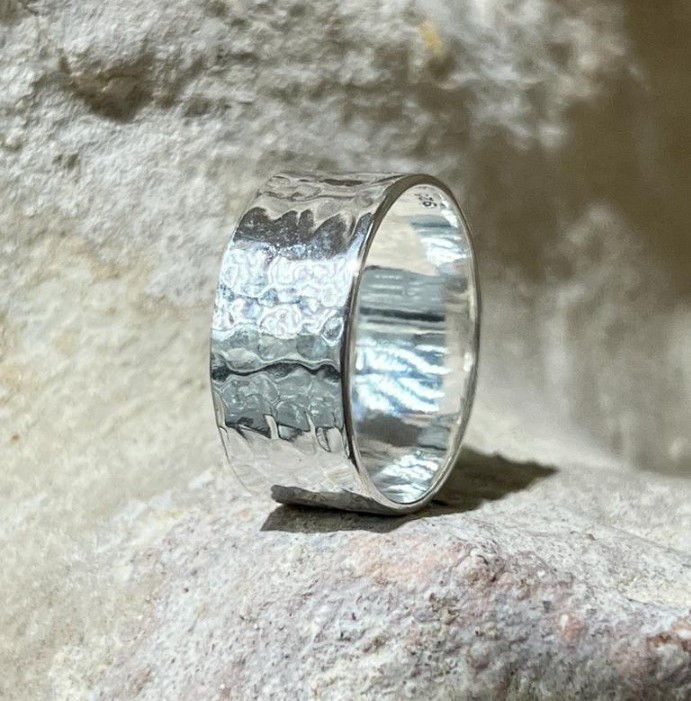 Unisex Sterling Silver (925) Hand Made Hammered Ring