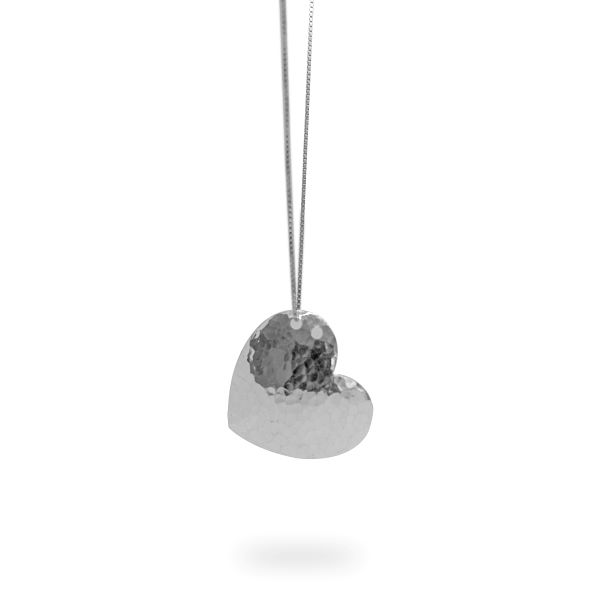 Silver 925 hammered domed heart pendant 